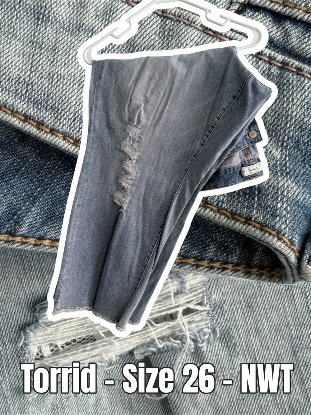 Torrid Distressed Boyfriend Jeans in Washed Blue